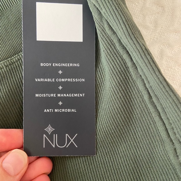 NWT NUX Ribbed Olive Green High Waisted Leggings - Picture 5 of 7
